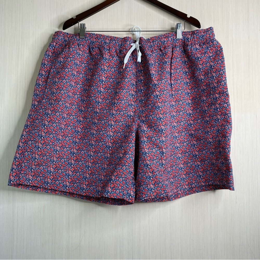 Southern Proper Navy & Red Golf Print Swim Shorts Elastic Drawstring XXL